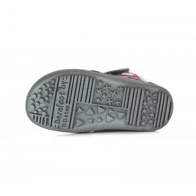 D.D. step dievčenská detská celokožená zimná obuv Barefoot W063-710A Grey